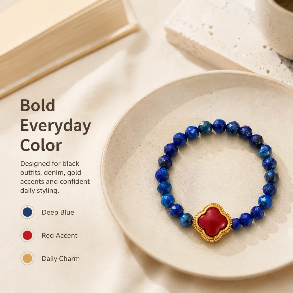Lapis Flower Beaded Ring 5 lapis flower beaded ring lifestyle still life image