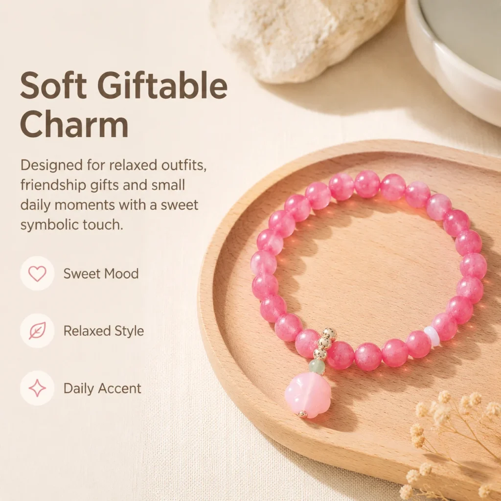 Pink Chalcedony Agate Cat Paw Bracelet 5 pink chalcedony agate cat paw bracelet lifestyle still life image
