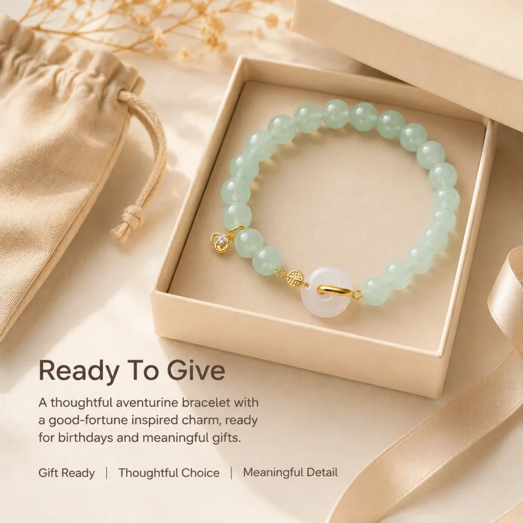 Aventurine Fu Charm Bracelet 6 aventurine fu charm bracelet gift ready image