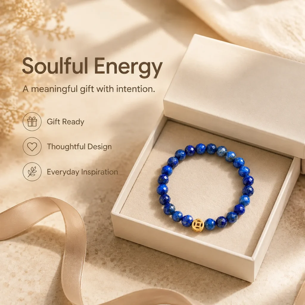 lapis coin beaded ring gift ready image