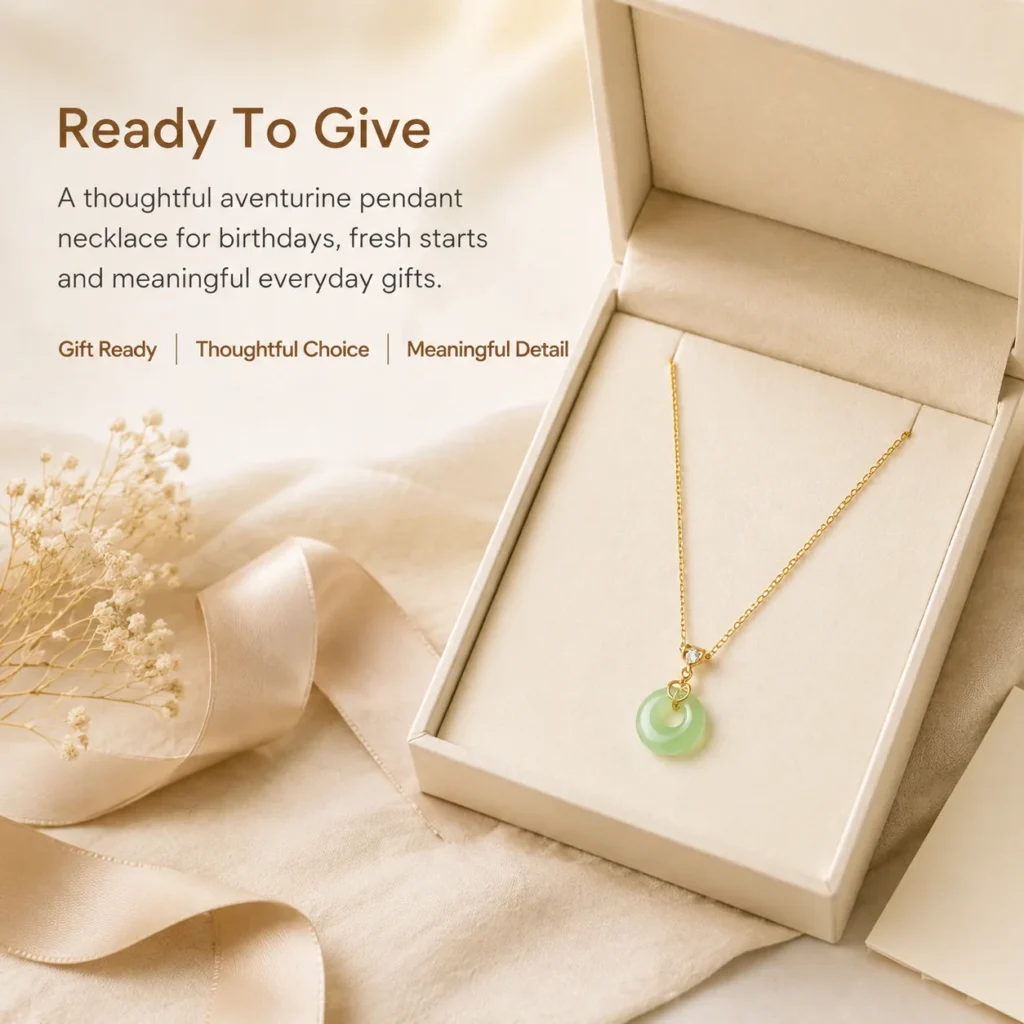 Aventurine Fu Charm Pendant Necklace 6 aventurine fu charm pendant necklace gift ready image