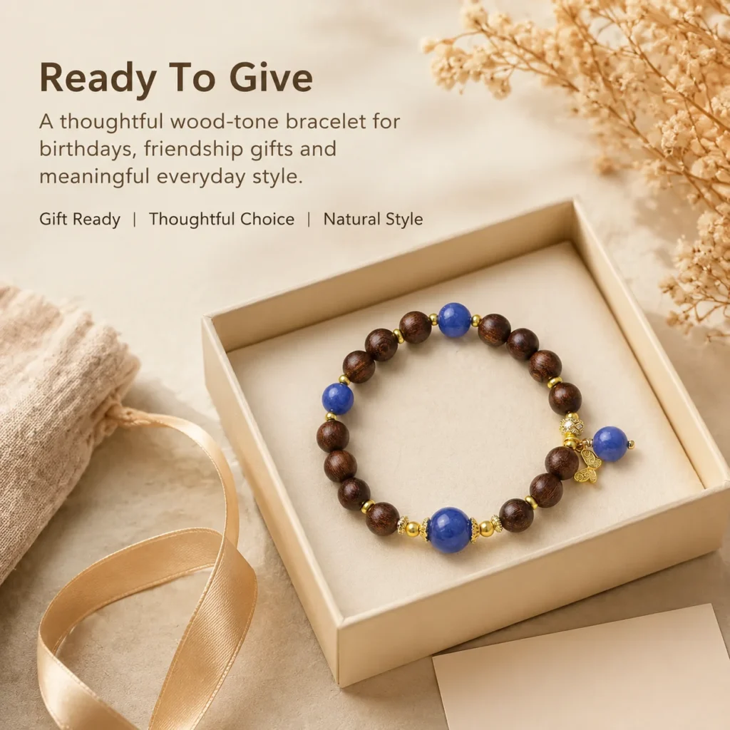 Golden Sandalwood Lapis Butterfly Bracelet 6 golden sandalwood lapis butterfly bracelet gift ready image