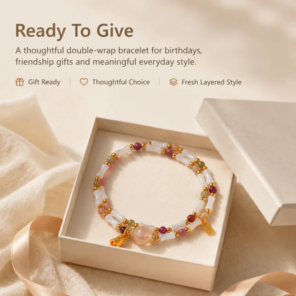 Tourmaline Yellow Azeztulite Double-Wrap Bracelet 6 tourmaline yellow azeztulite double-wrap bracelet gift ready image