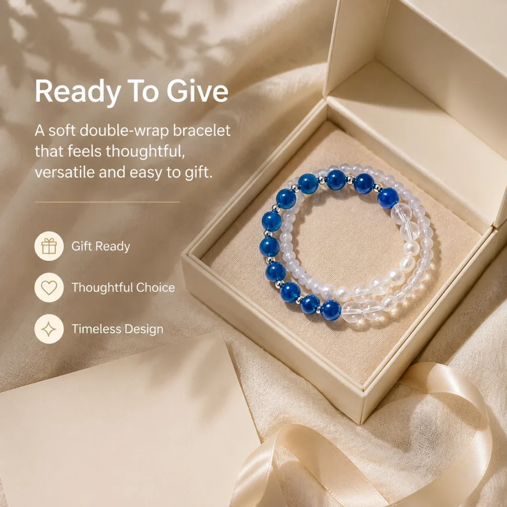 Freshwater Pearl Agate Double-Wrap Bracelet 6 freshwater pearl agate double-wrap bracelet gift ready image