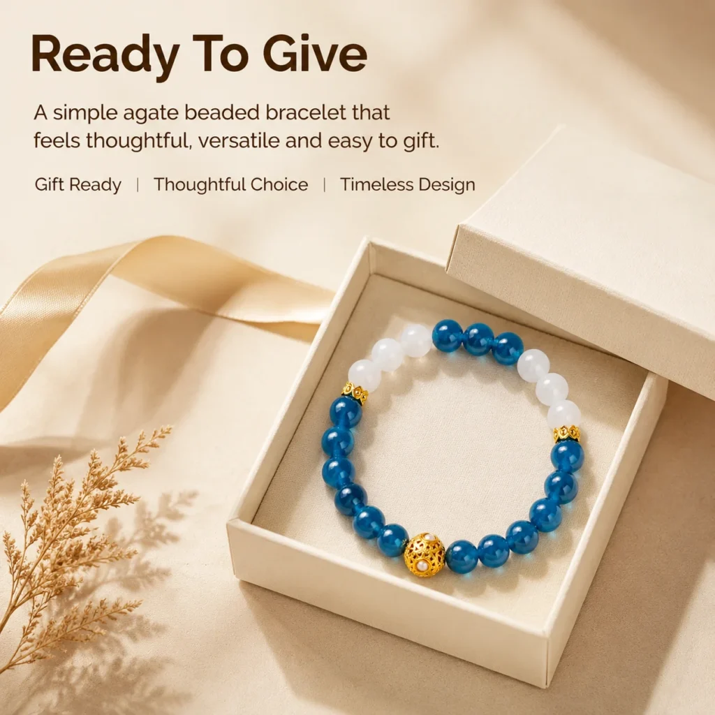 Agate Beaded Bracelet 6 agate beaded bracelet gift ready image