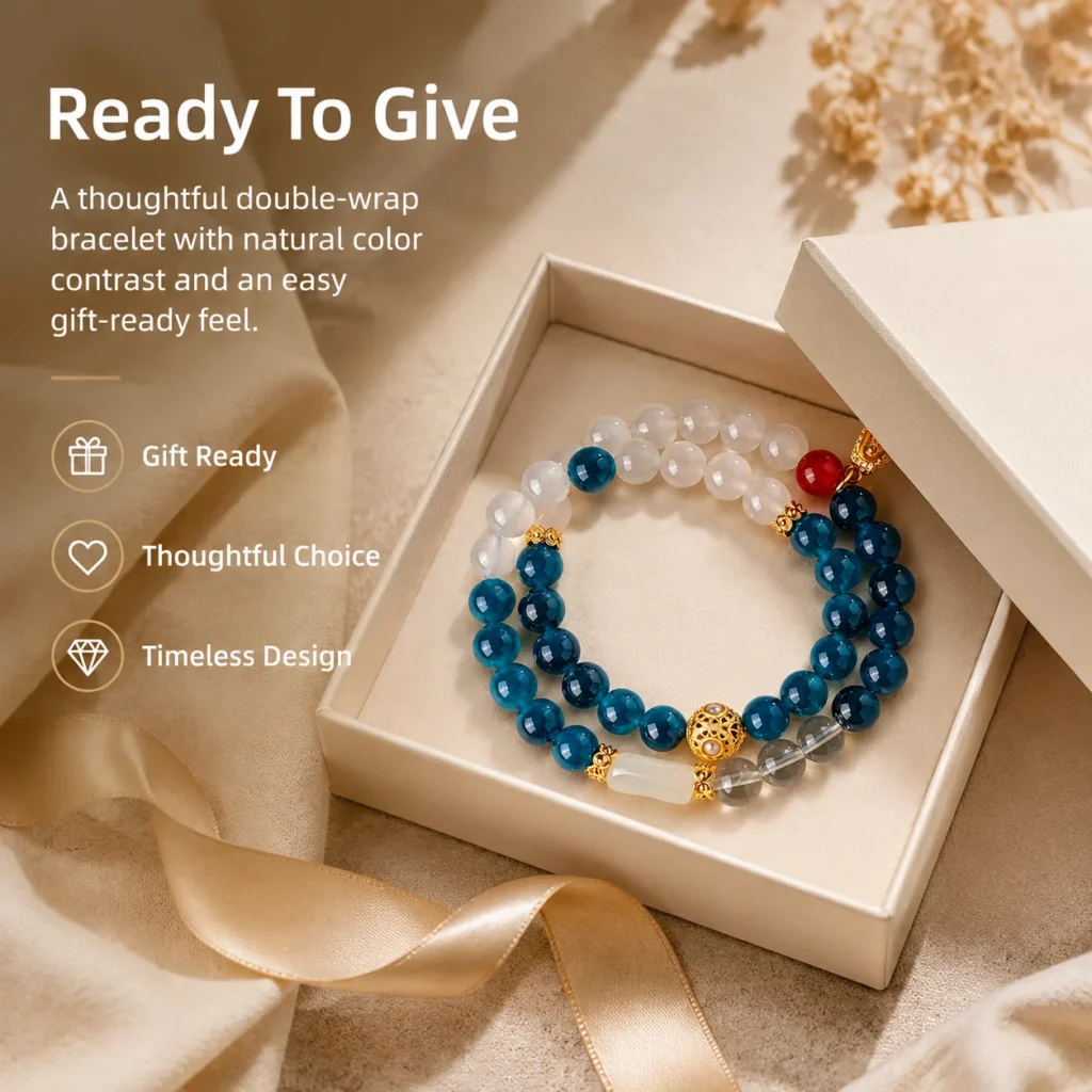 Agate Jade Double-Wrap Bracelet 6 agate jade double-wrap bracelet gift ready image