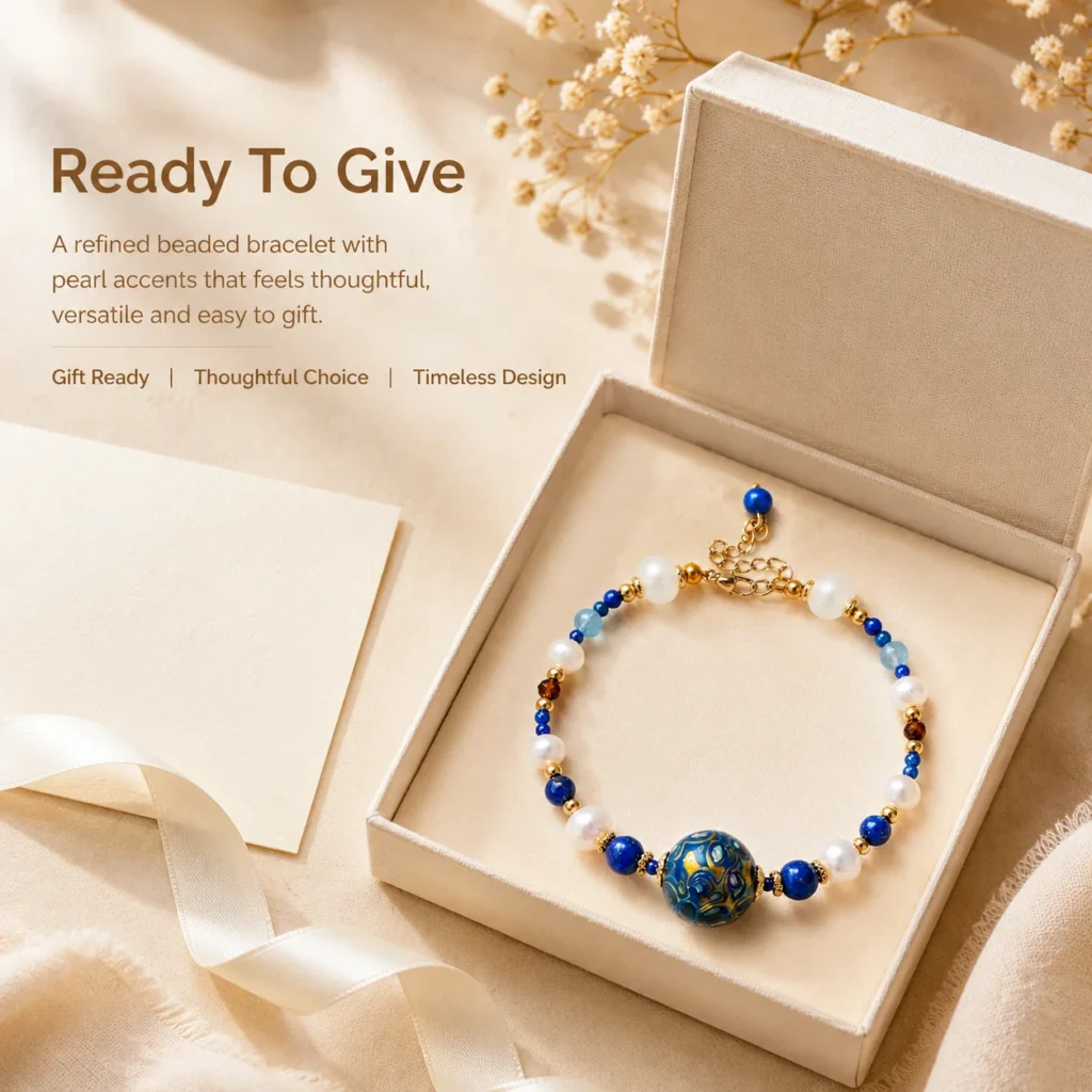 Crystal Pearl Lacquer Bead Bracelet 6 crystal pearl lacquer bead bracelet gift ready image