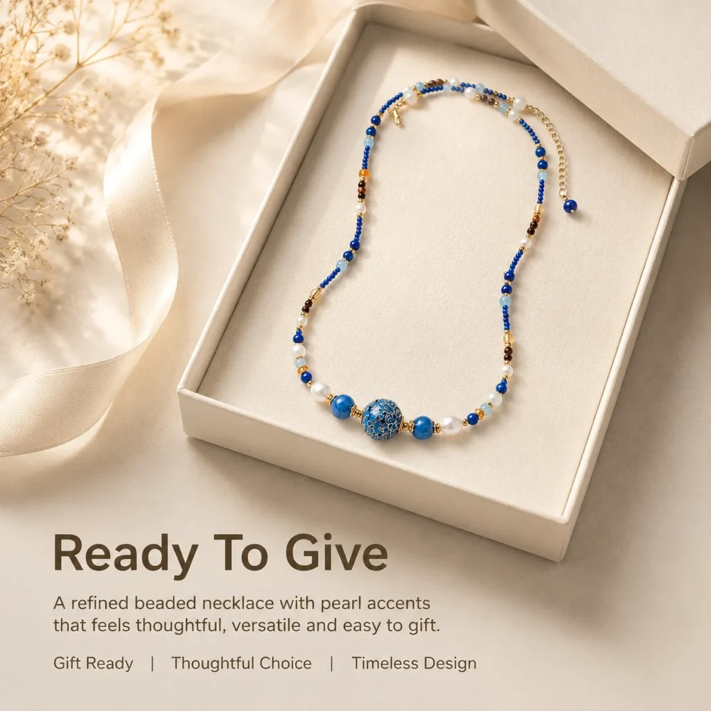 Crystal Pearl Lacquer Bead Necklace 6 crystal pearl lacquer bead necklace gift ready image