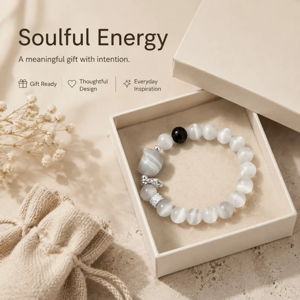 Cat Eye Stone Cat Bracelet 6 cat eye stone cat bracelet gift ready image