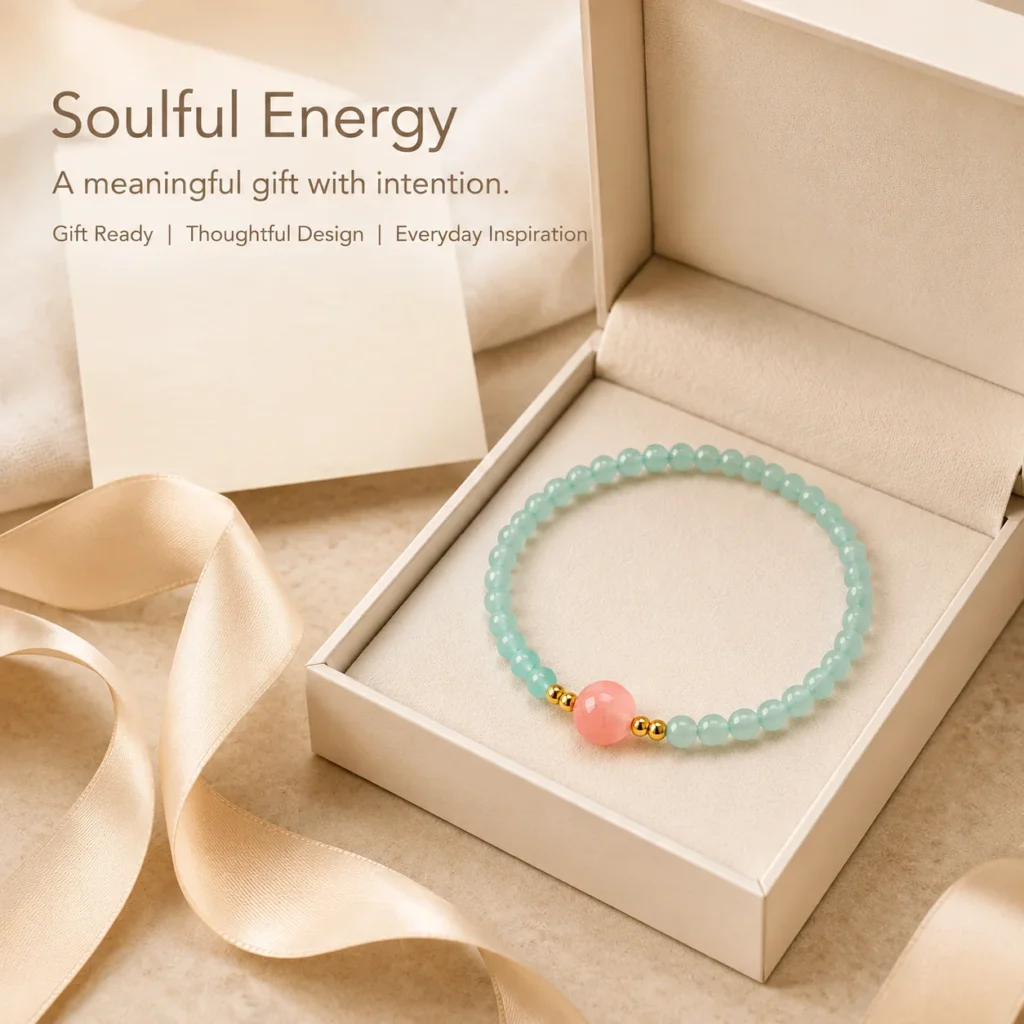 Green Aventurine Beaded Bracelet - Pink Agate Accent 6 green aventurine beaded bracelet pink agate gift ready image