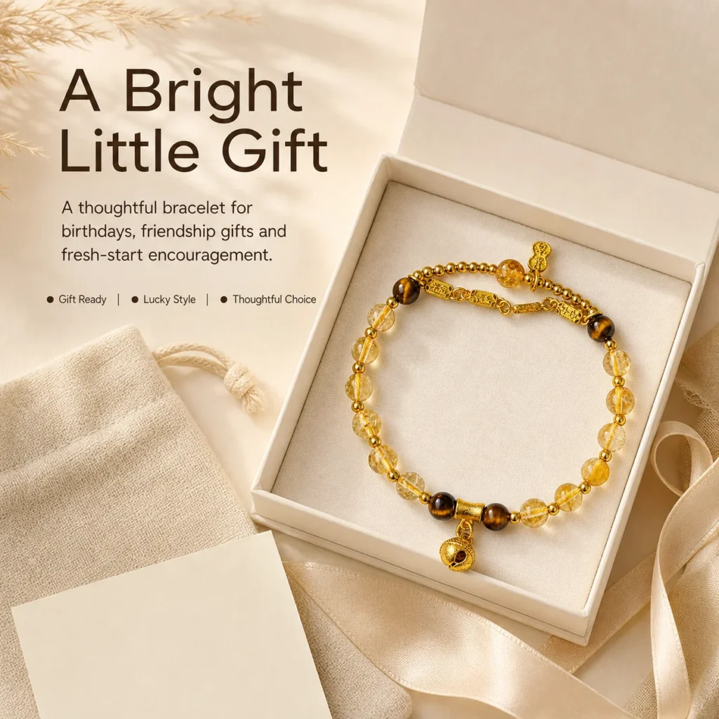 yellow tower crystal bell charm bracelet gift ready image