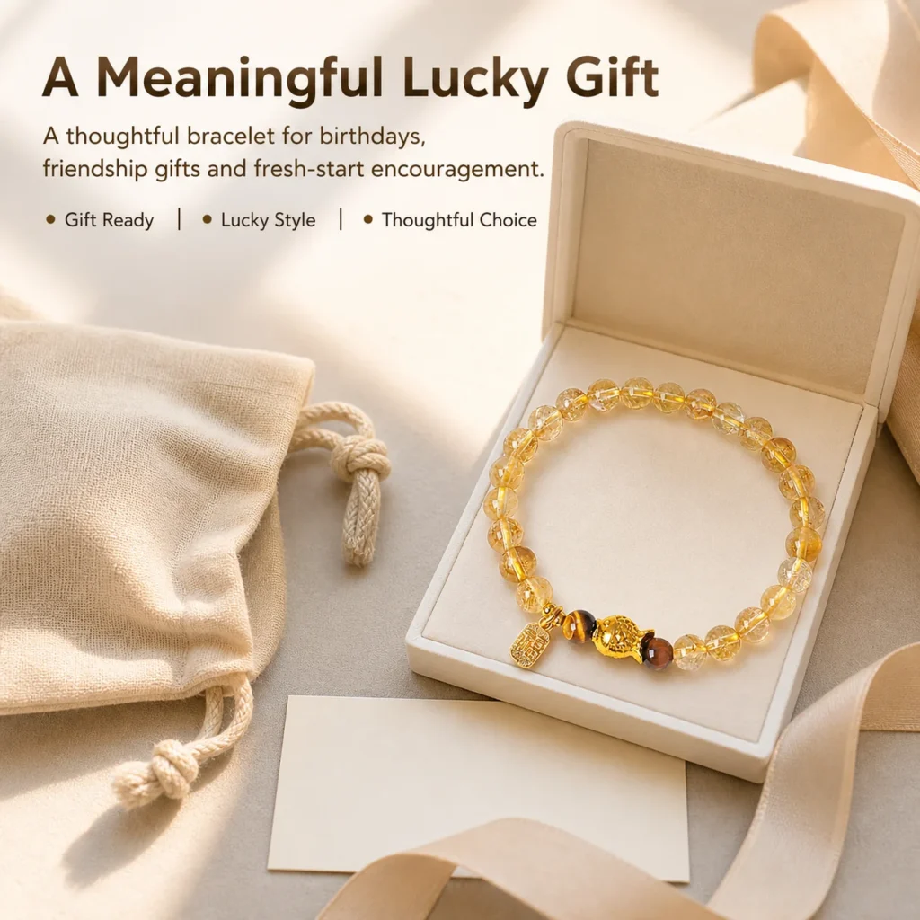 yellow tower crystal koi charm bracelet gift ready image
