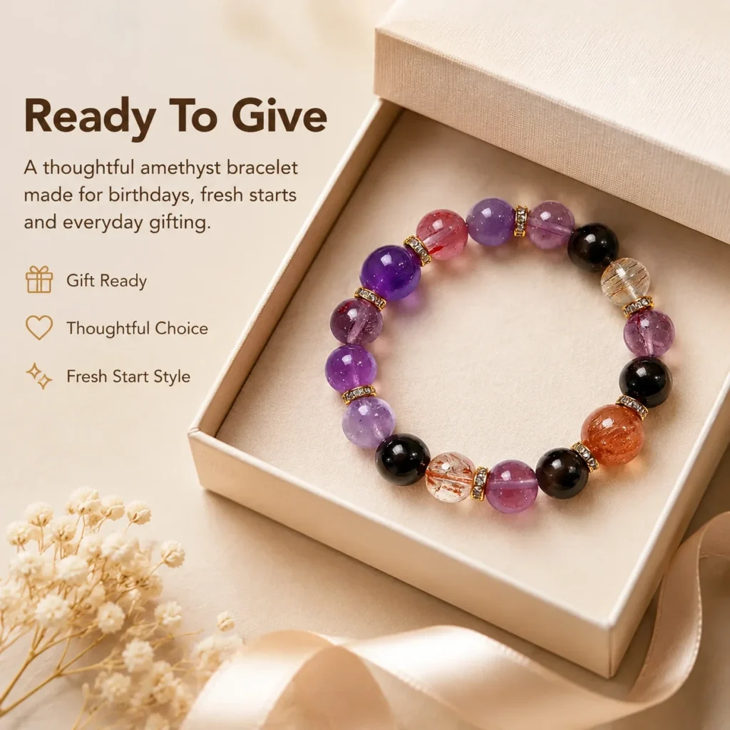 Amethyst Multi-Stone Beaded Bracelet 6 amethyst multi-stone beaded bracelet gift ready image