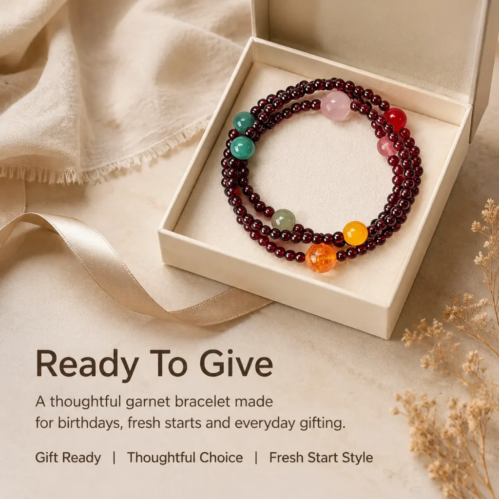 Garnet Multi-Stone Beaded Bracelet 6 garnet multi-stone beaded bracelet gift ready image