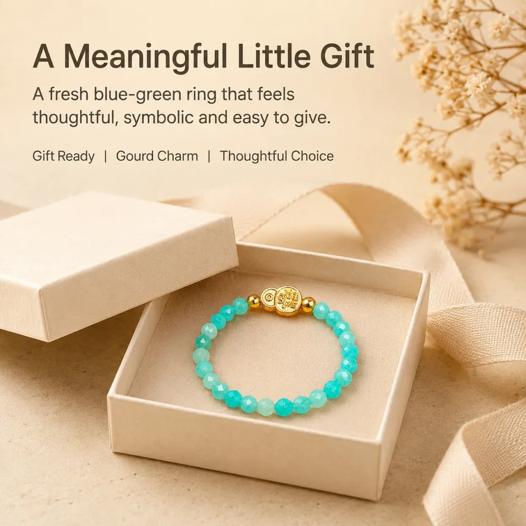 amazonite gourd beaded ring gift ready image