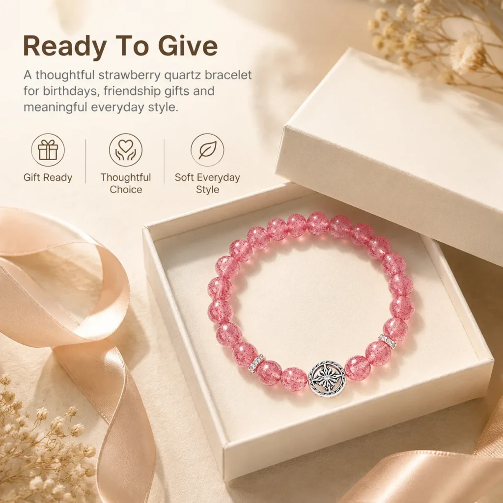 star guard strawberry quartz bracelet gift ready image