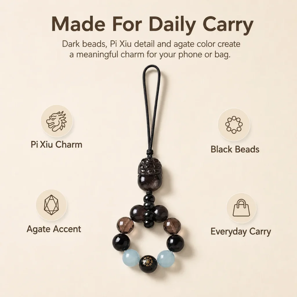 black obsidian pixiu agate phone charm feature image