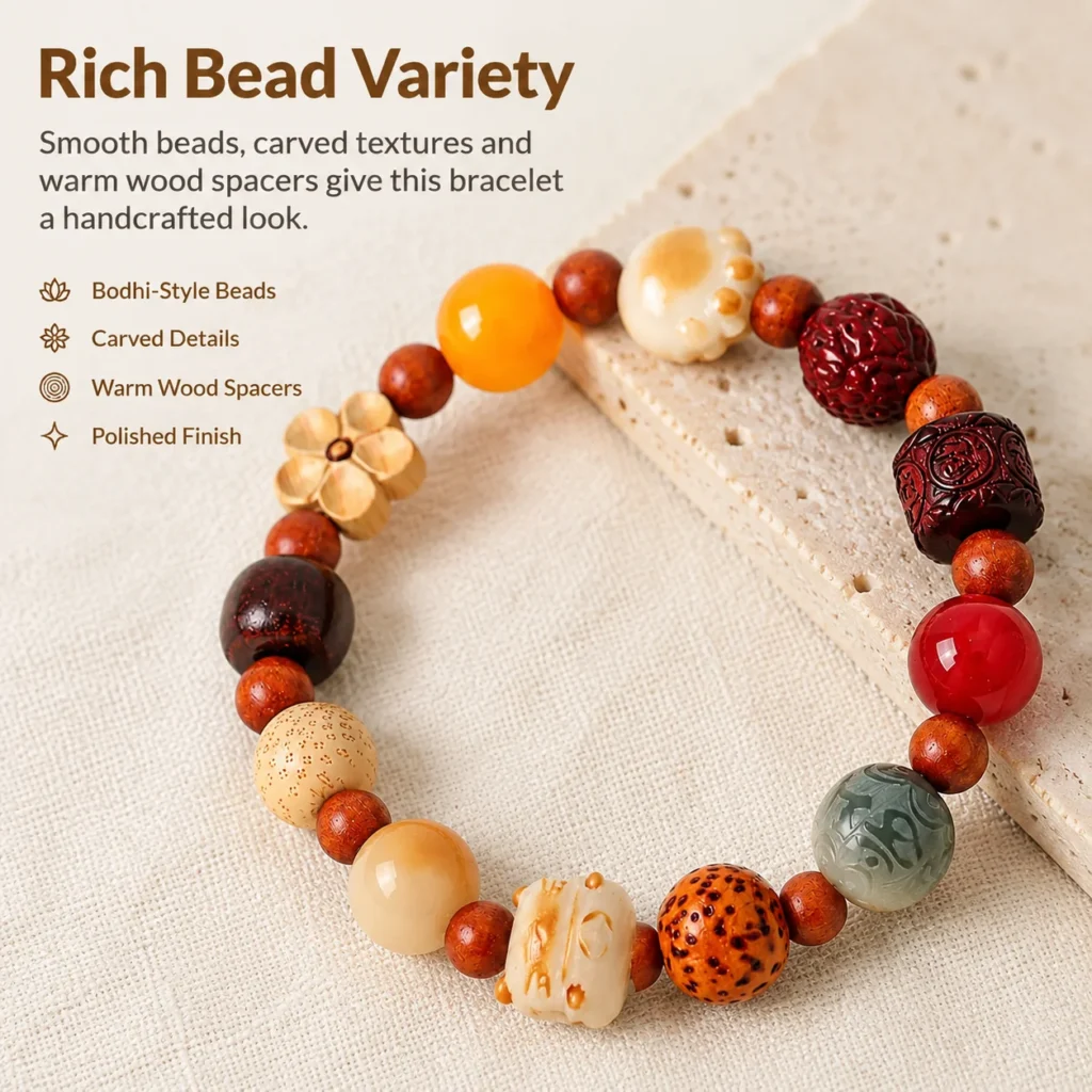 Fortune Cat Bodhi Beaded Bracelet 4 fortune cat bodhi beaded bracelet material detail image