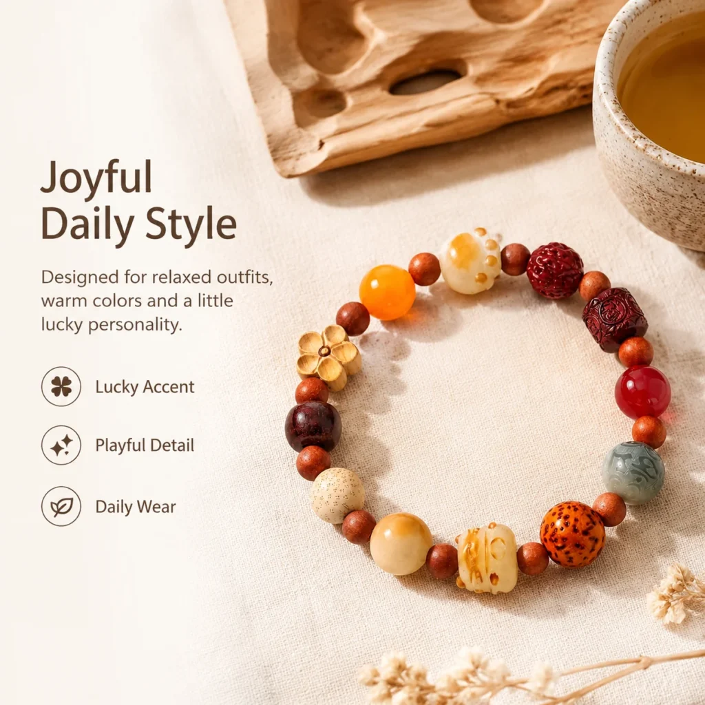 Fortune Cat Bodhi Beaded Bracelet 5 fortune cat bodhi beaded bracelet lifestyle still life image