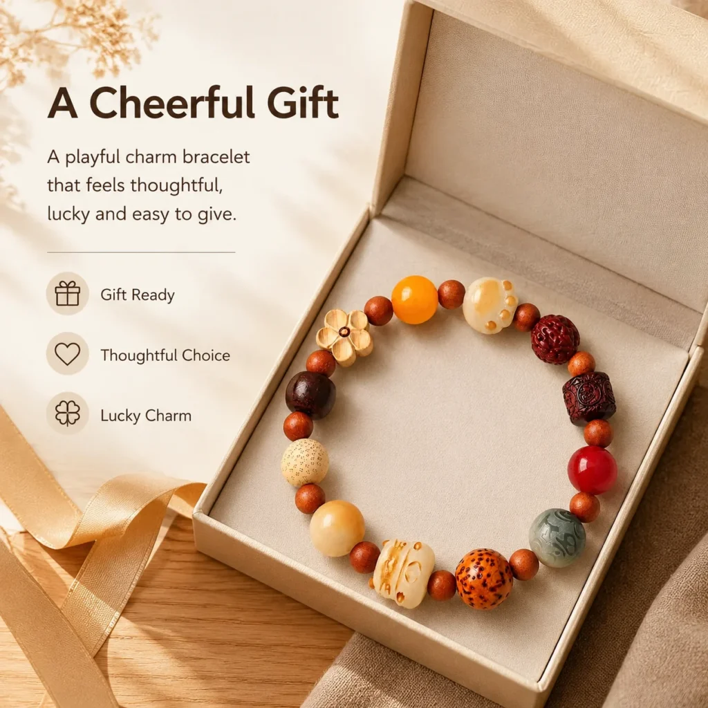 Fortune Cat Bodhi Beaded Bracelet 6 fortune cat bodhi beaded bracelet gift ready image