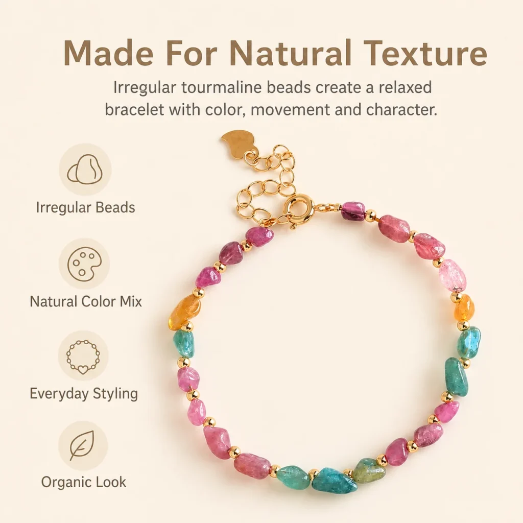 Rainbow Tourmaline Irregular Bead Bracelet 3 rainbow tourmaline irregular bead bracelet feature image