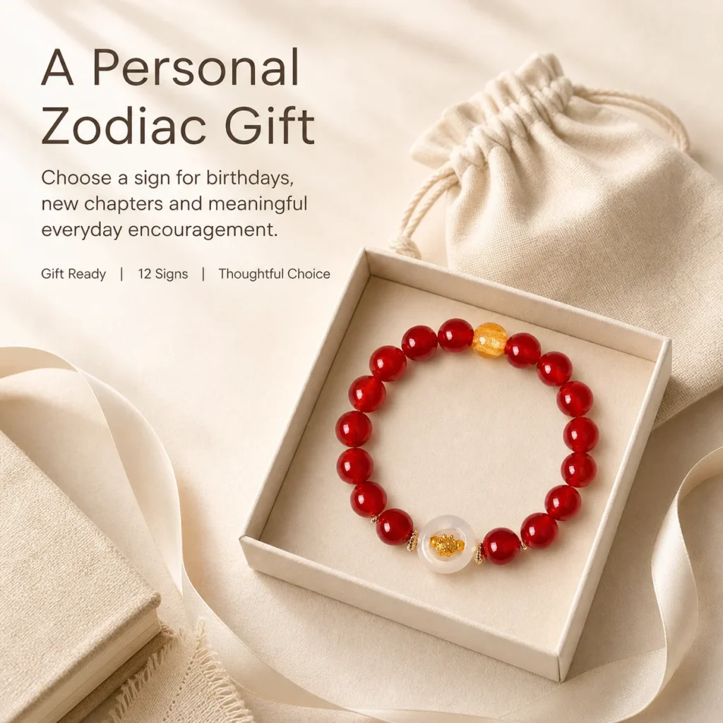 red agate chinese zodiac bracelet gift ready image