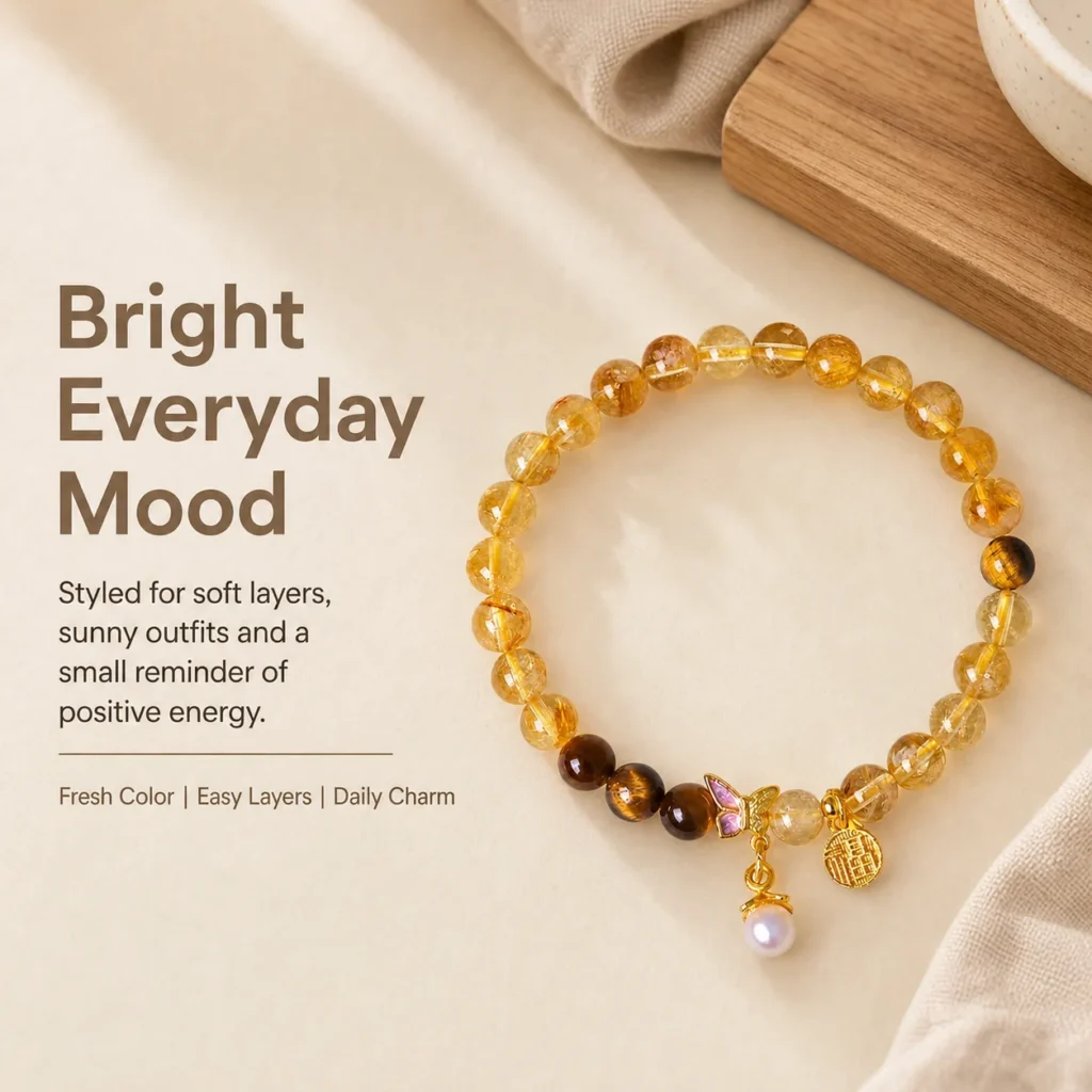 Yellow Tower Crystal Pearl Bracelet 5 yellow tower crystal pearl bracelet lifestyle still life image