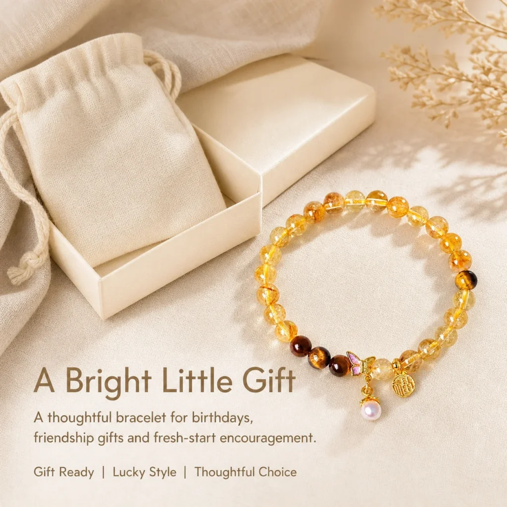Yellow Tower Crystal Pearl Bracelet 6 yellow tower crystal pearl bracelet gift ready image